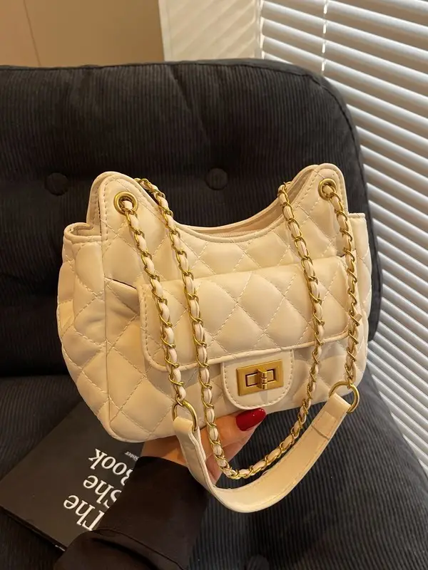 Women's Korean-style Quilted Shoulder Bag Beige