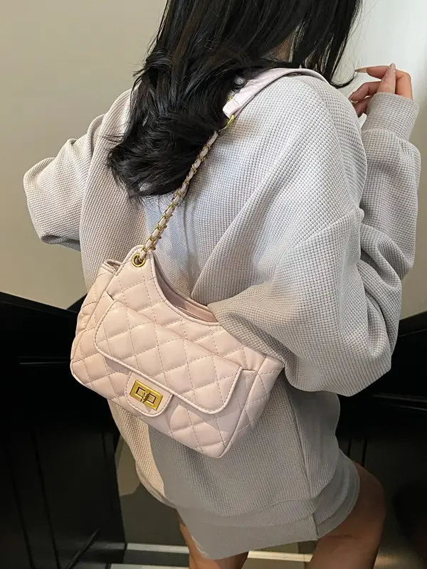 Women's Korean-style Quilted Shoulder Bag Beige