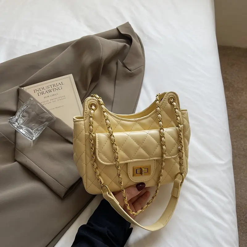 Women's Korean-style Quilted Shoulder Bag Beige