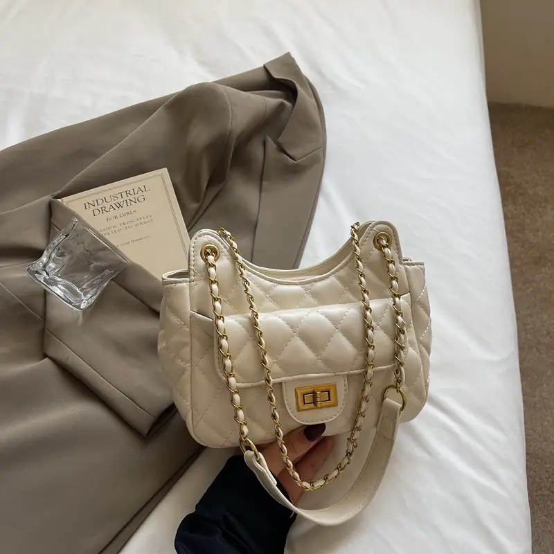 Women's Korean-style Quilted Shoulder Bag Beige