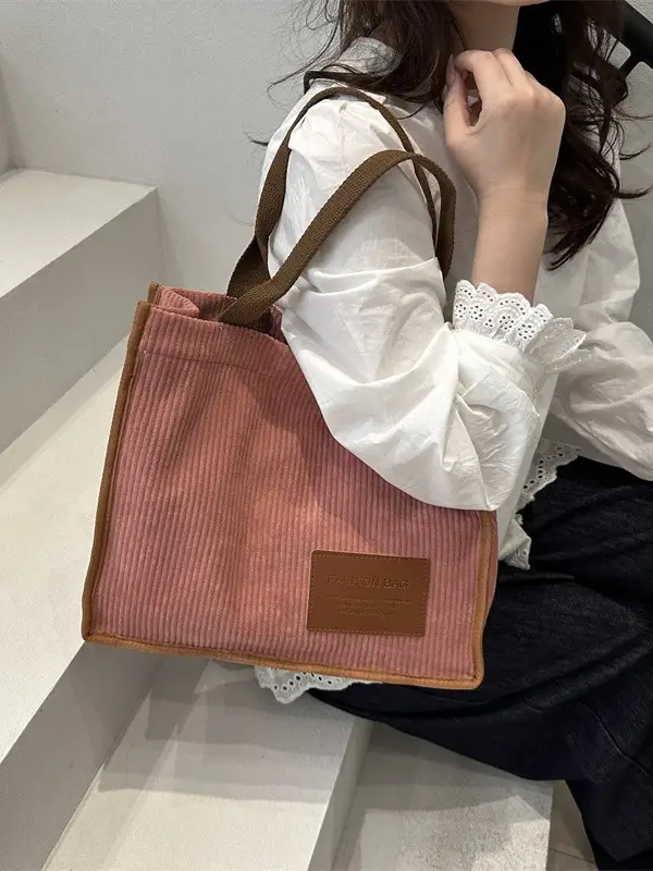 Brown Corduroy Large Tote Bag 2025 - Image 10