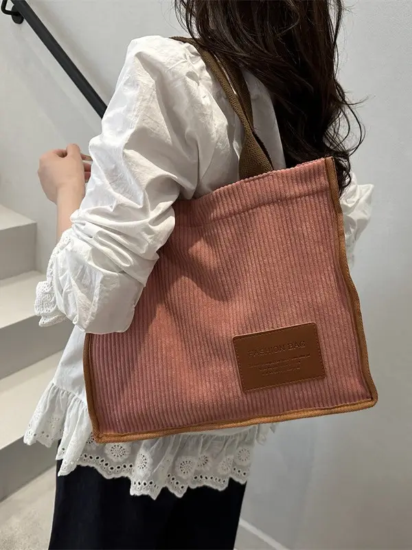 Brown Corduroy Large Tote Bag 2025 - Image 11