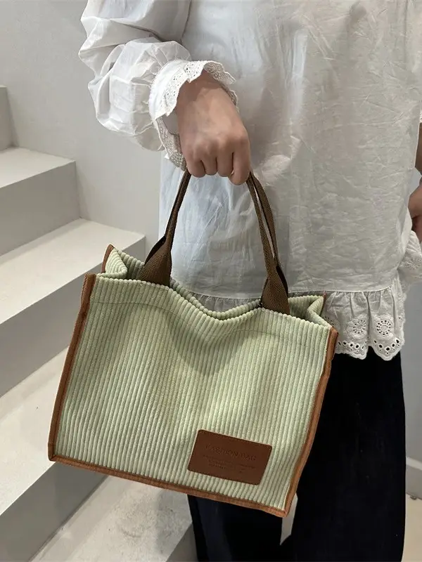 Brown Corduroy Large Tote Bag 2025 - Image 12