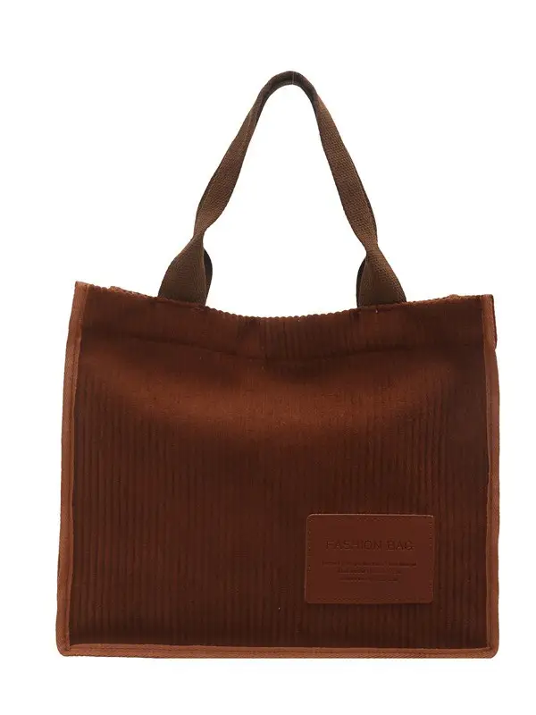 Brown Corduroy Large Tote Bag 2025 - Image 13