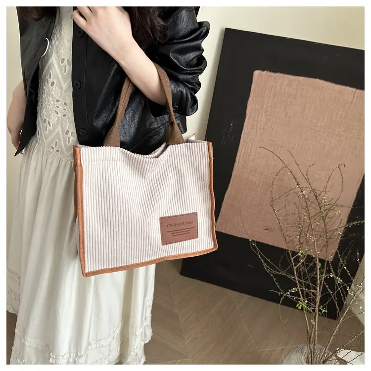 Brown Corduroy Large Tote Bag 2025 — feature 10
