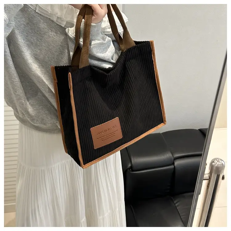 Brown Corduroy Large Tote Bag 2025 — feature 17