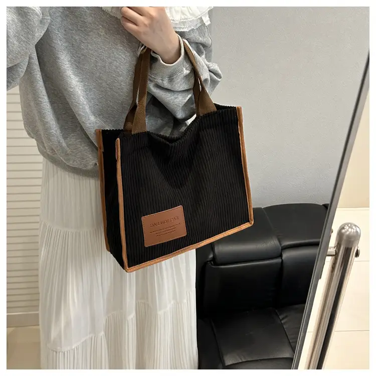 Brown Corduroy Large Tote Bag 2025 — feature 18