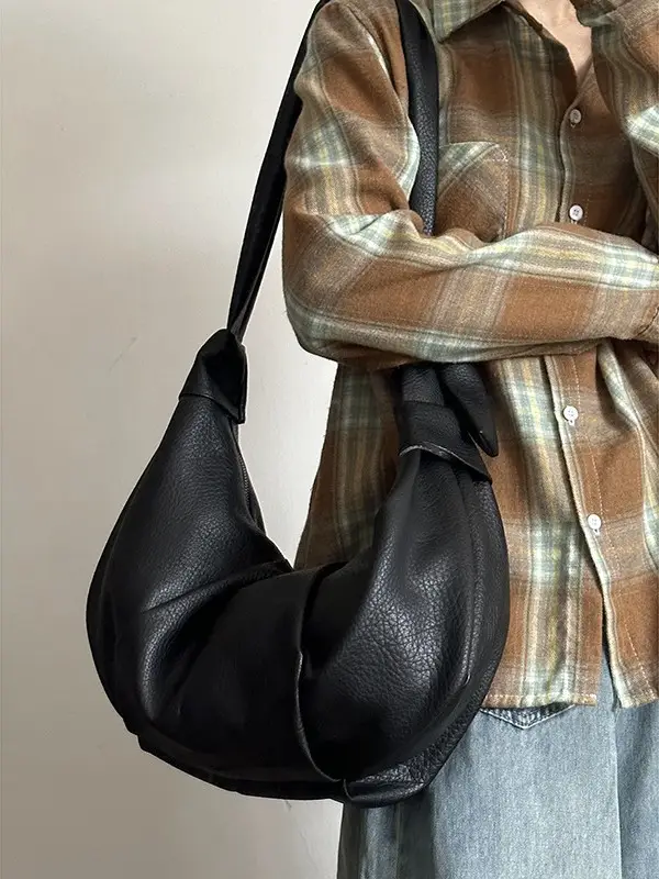 Brown Pleated Shoulder Crossbody Bag for Women - Image 4