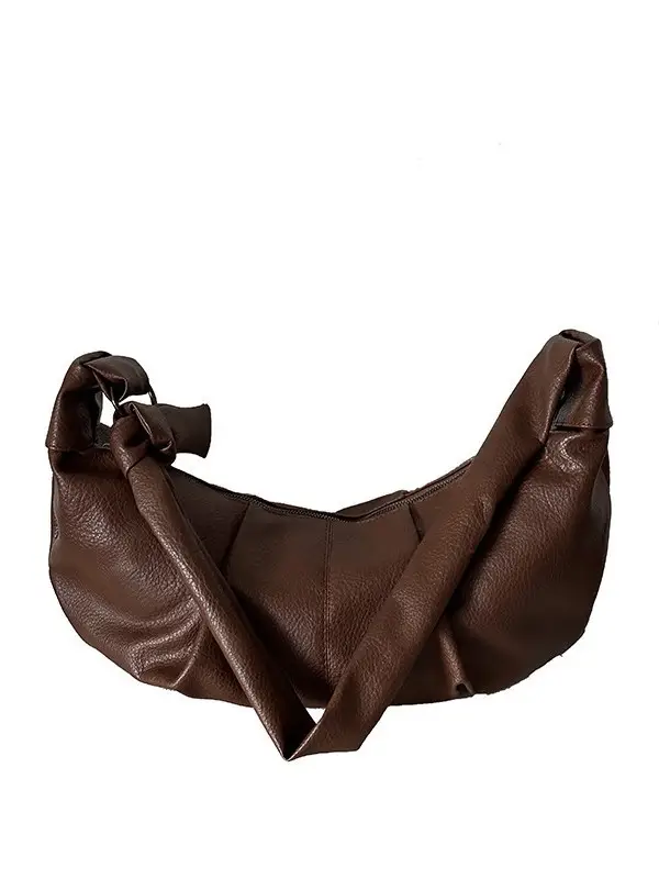 Brown Pleated Shoulder Crossbody Bag for Women - Image 7