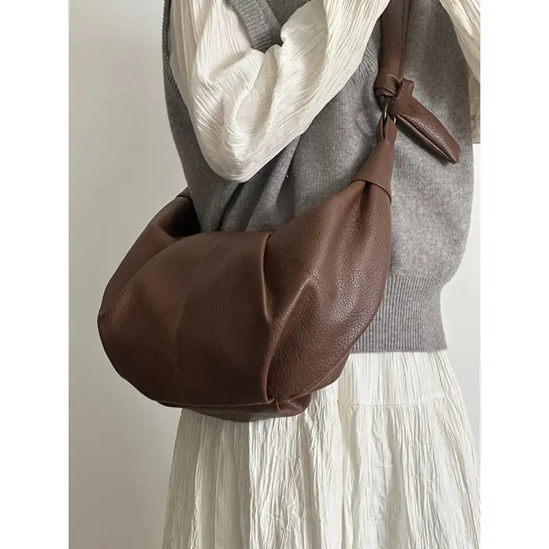 Brown Pleated Shoulder Crossbody Bag for Women — feature 13