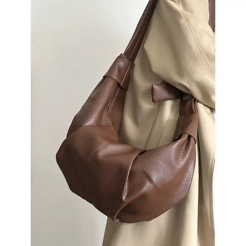 Brown Pleated Shoulder Crossbody Bag for Women — feature 27