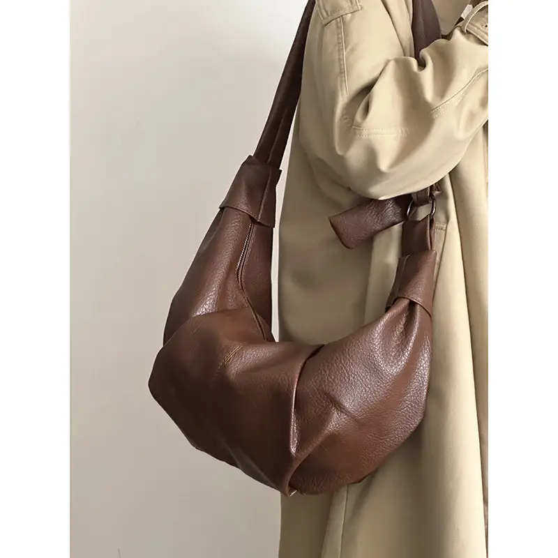 Brown Pleated Shoulder Crossbody Bag for Women — feature 29
