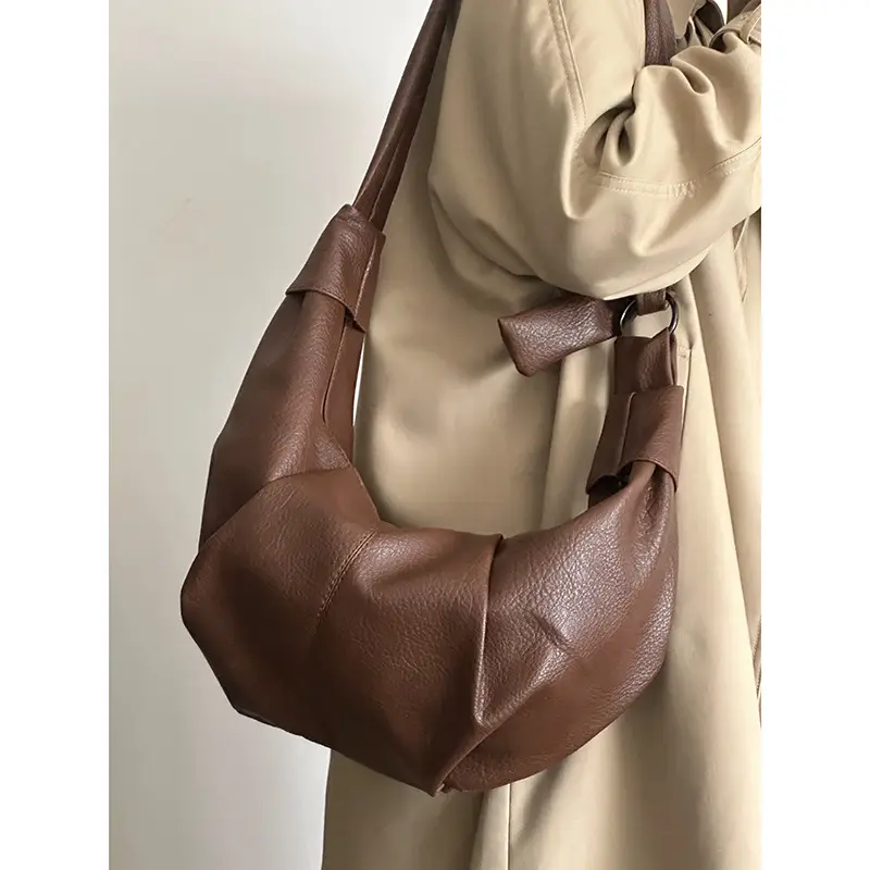 Brown Pleated Shoulder Crossbody Bag for Women — feature 5