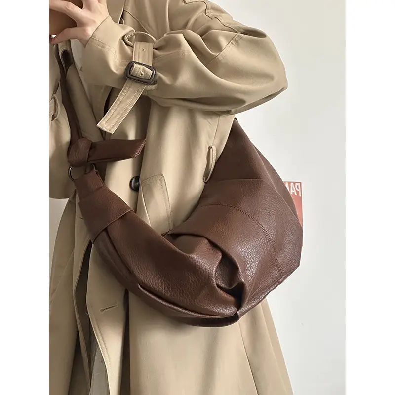 Brown Pleated Shoulder Crossbody Bag for Women — feature 7