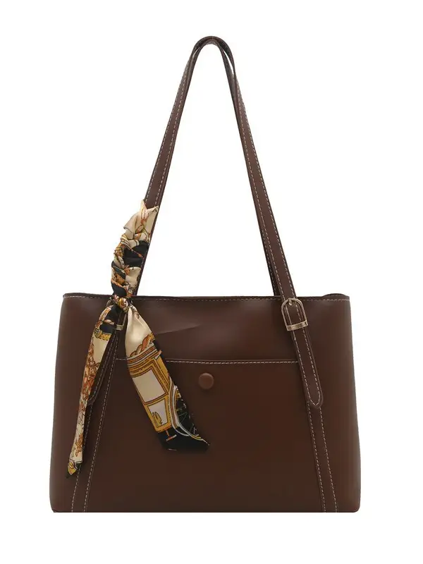 Brown Leather Crossbody Bag with Gold Chain for Women - Image 9