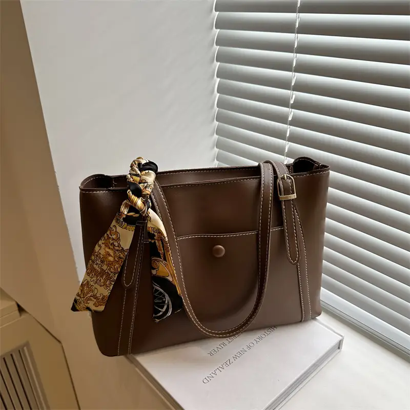 Brown Leather Crossbody Bag with Gold Chain for Women - Image 2