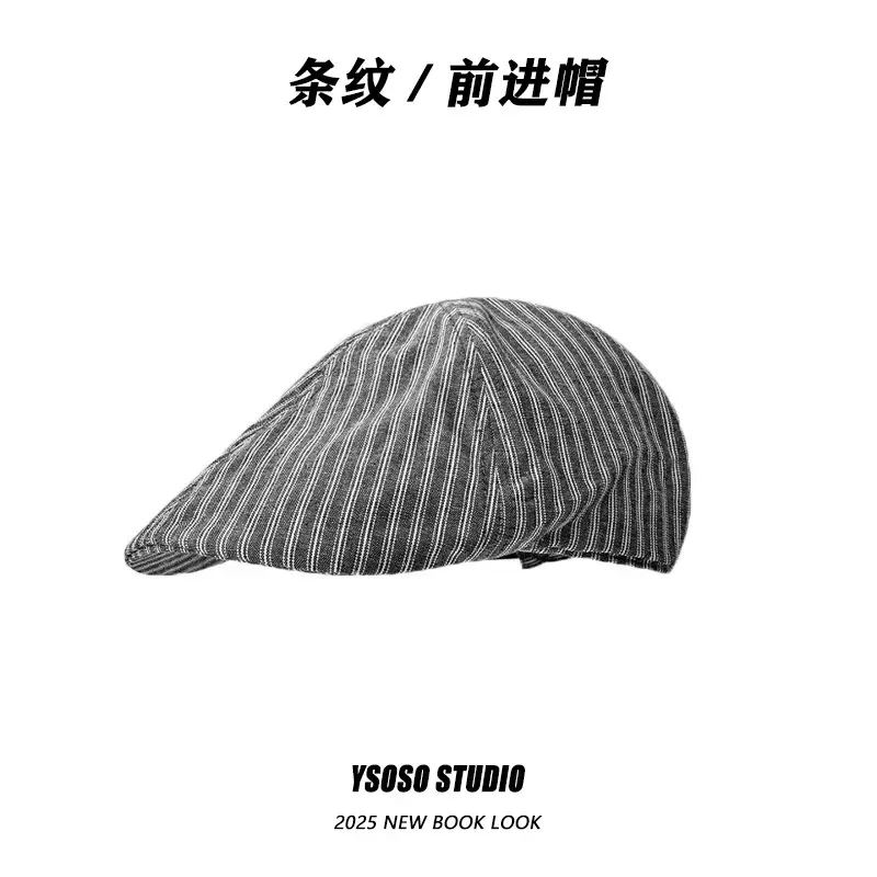 Japanese Striped Beret Cap for Men Women - Image 4