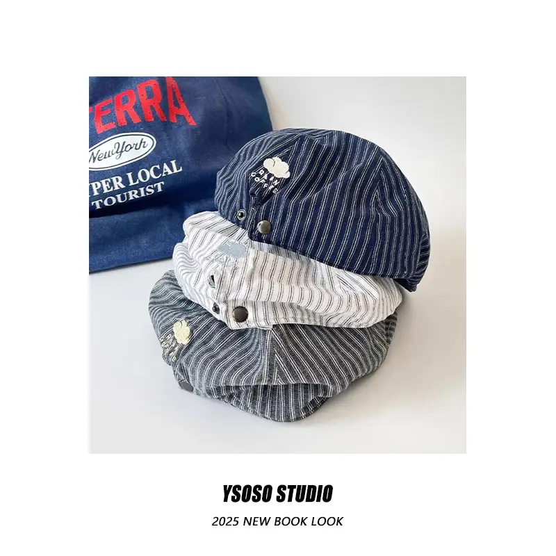 Japanese Striped Beret Cap for Men Women — feature 4
