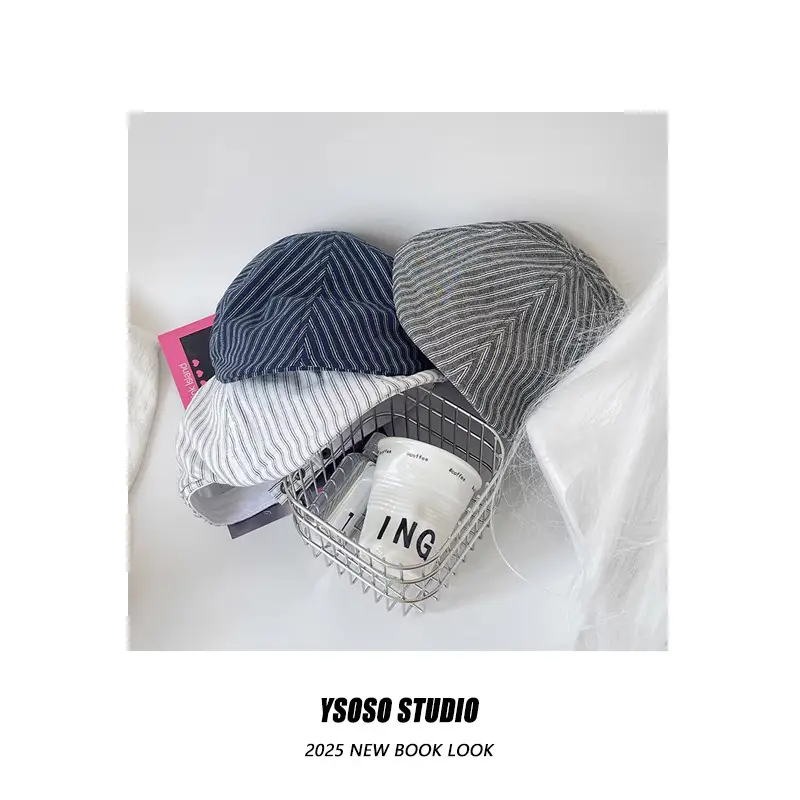 Japanese Striped Beret Cap for Men Women — feature 5