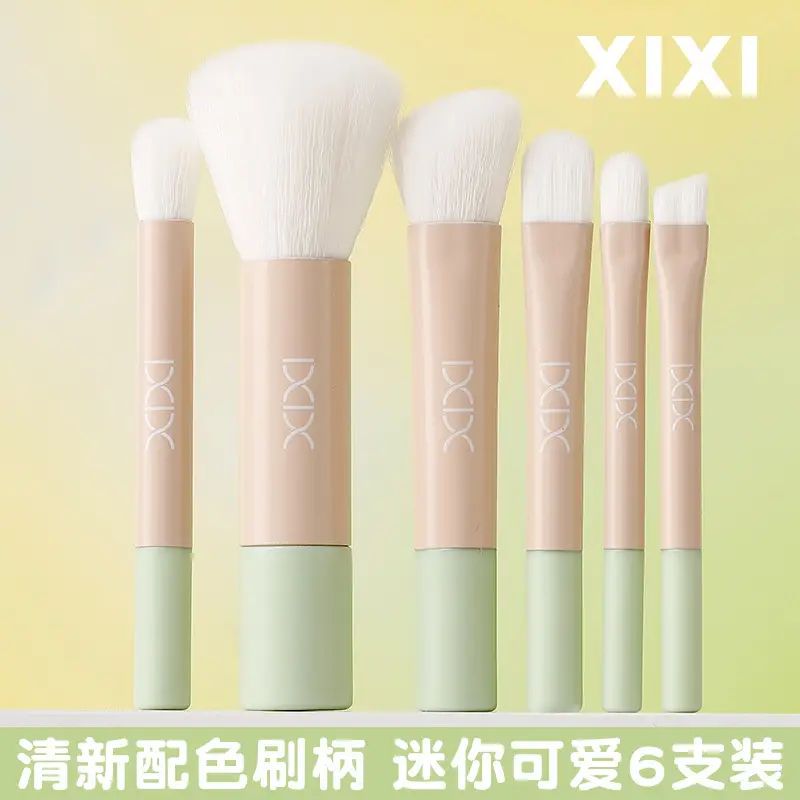 Xixi 6-Piece Makeup Brush Set Fresh Green Travel Mini Blush - Image 6