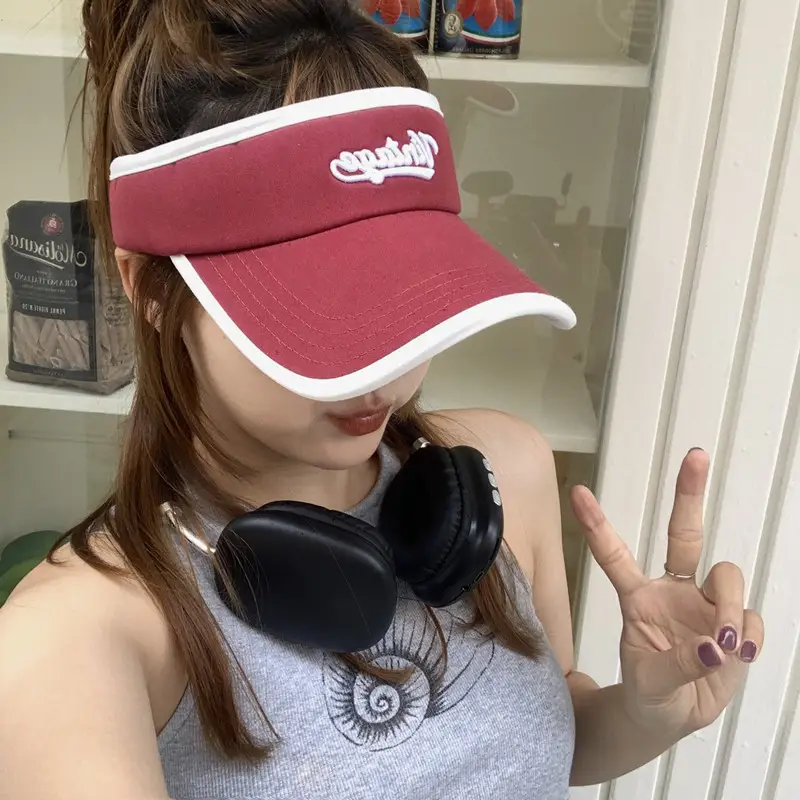 Korean Style Women's UV Visor with Brand Letter - Image 9