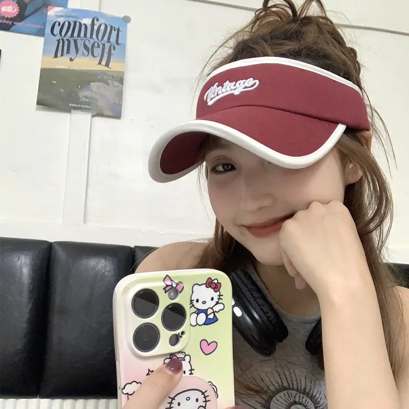 Korean Style Women's UV Visor with Brand Letter - Image 12