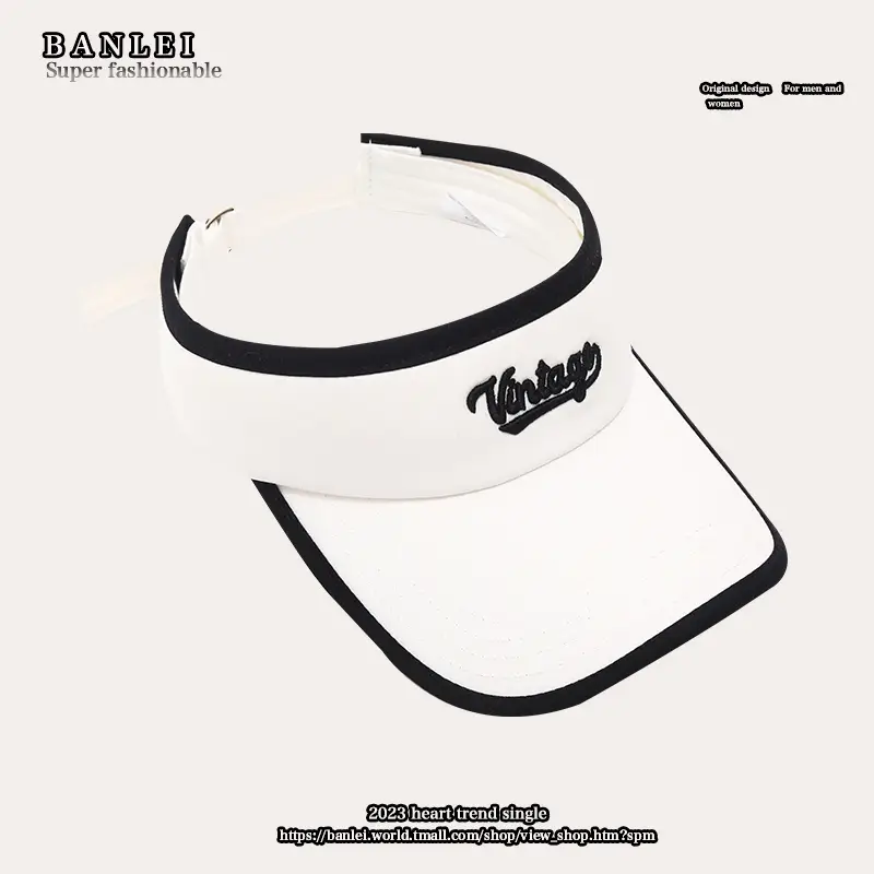 Korean Style Women's UV Visor with Brand Letter - Image 2