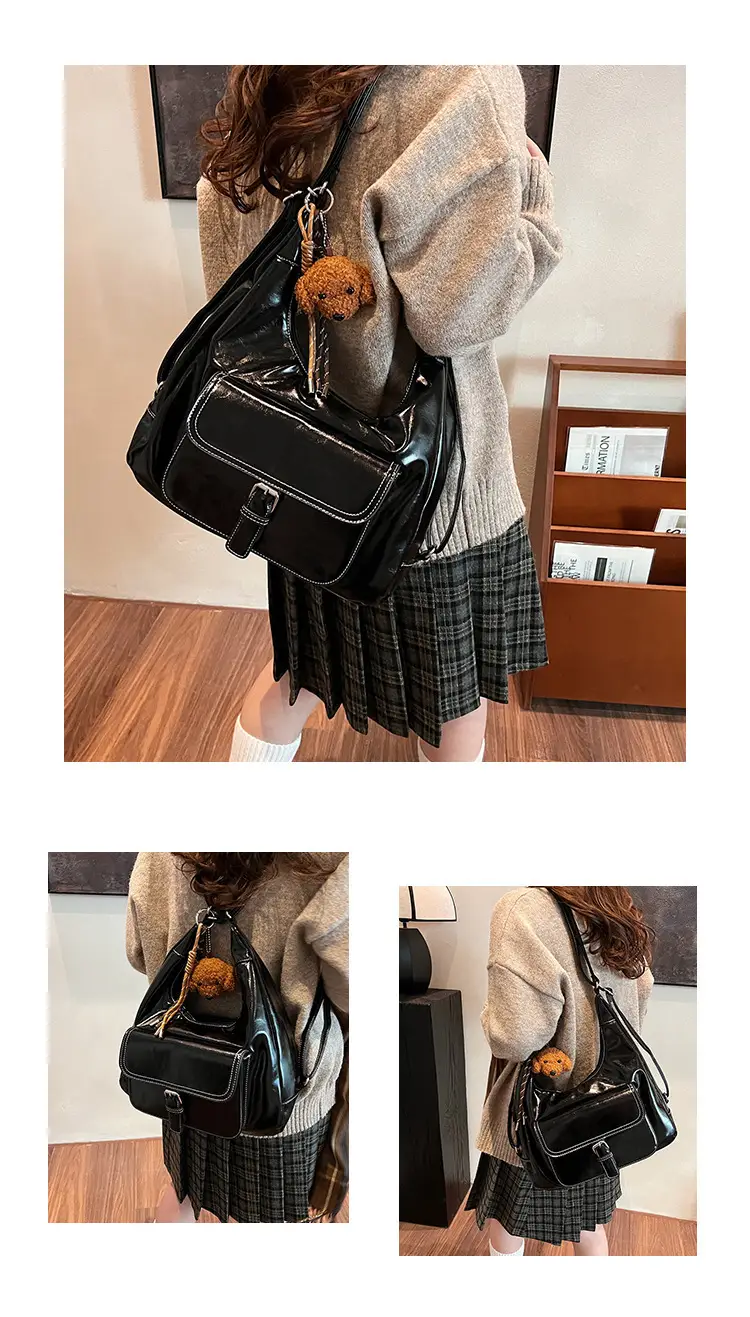 Red Waxed Leather Shoulder Bag for Women — feature 12