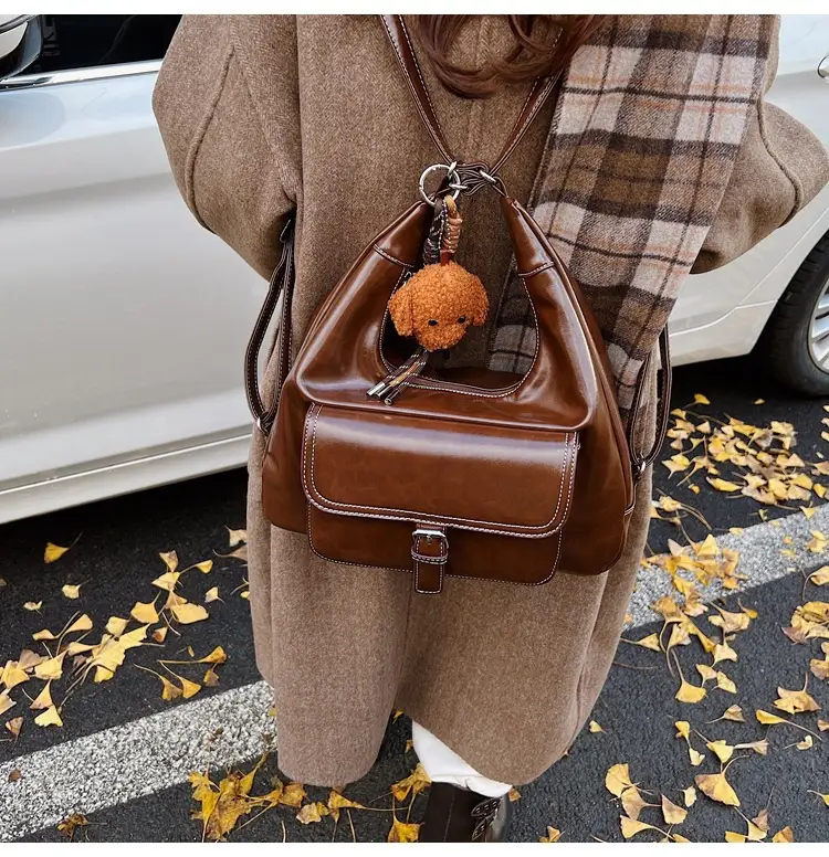 Red Waxed Leather Shoulder Bag for Women — feature 21