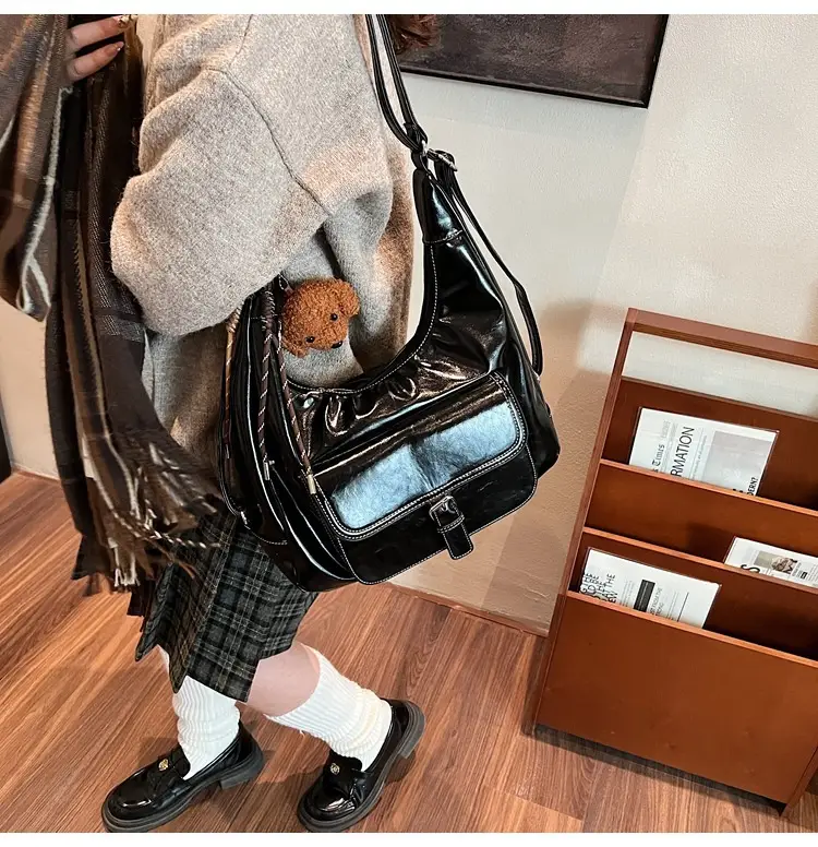 Red Waxed Leather Shoulder Bag for Women — feature 27