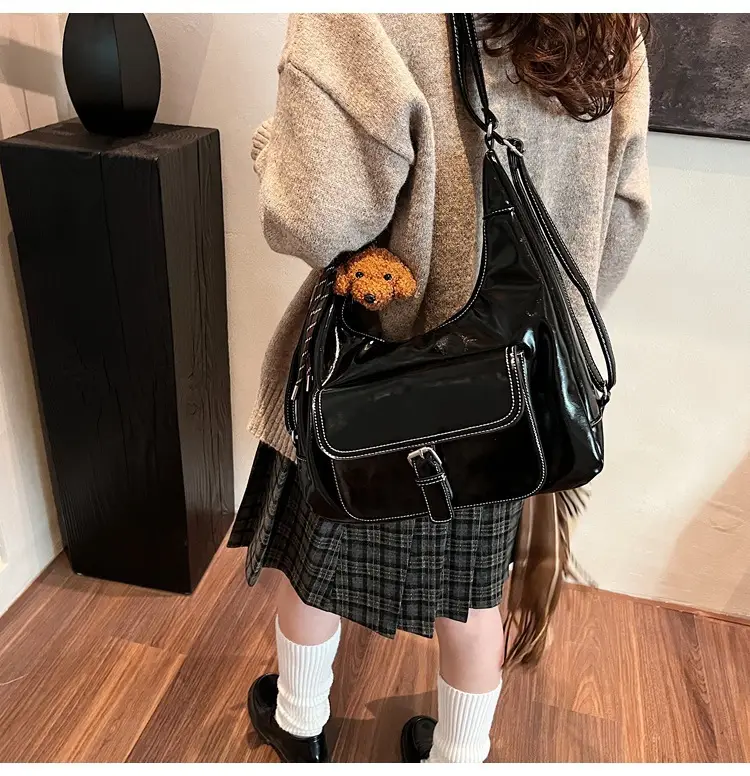 Red Waxed Leather Shoulder Bag for Women — feature 28