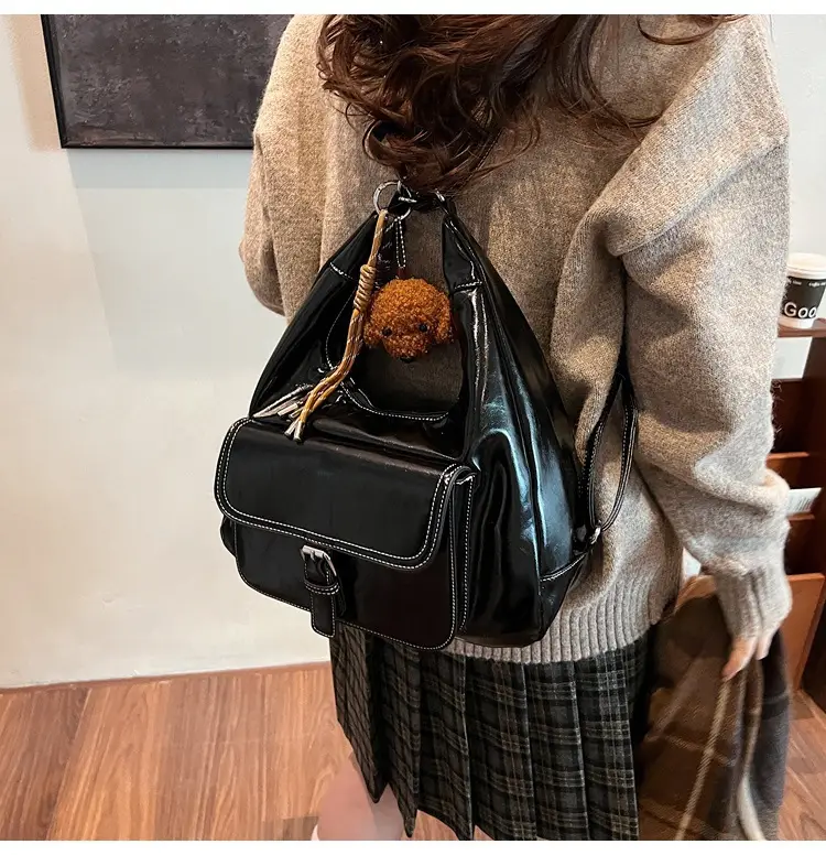 Red Waxed Leather Shoulder Bag for Women — feature 31