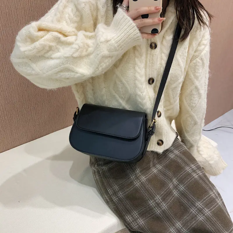 2025 Korean Style Small Square Bag Women's Beige Leather Crossbody - Image 8