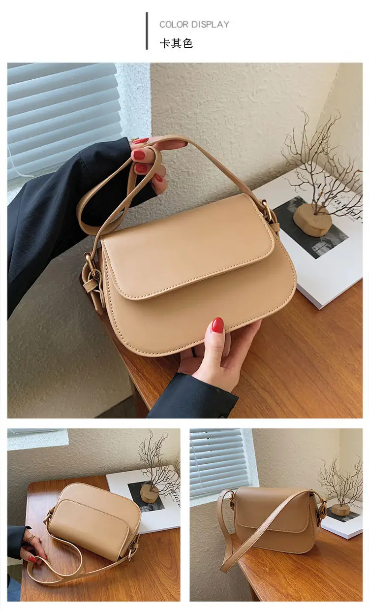 2025 Korean Style Small Square Bag Women's Beige Leather Crossbody — feature 15