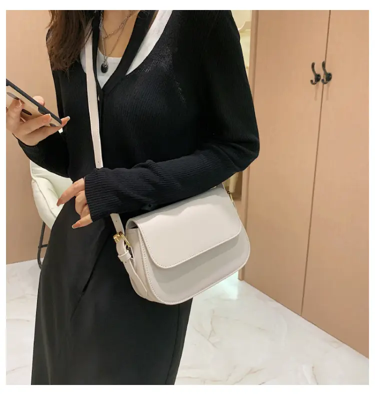 2025 Korean Style Small Square Bag Women's Beige Leather Crossbody — feature 16