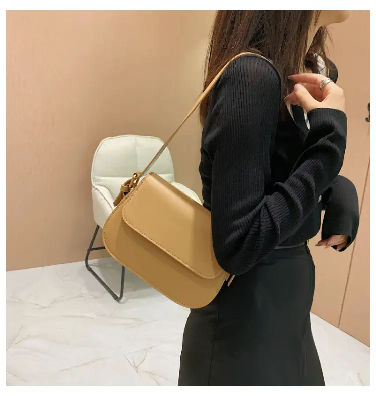 2025 Korean Style Small Square Bag Women's Beige Leather Crossbody — feature 19