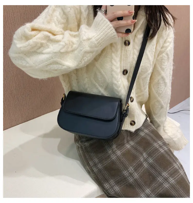 2025 Korean Style Small Square Bag Women's Beige Leather Crossbody — feature 23