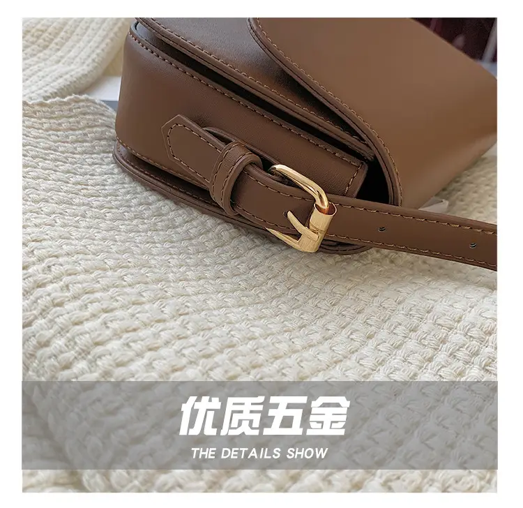 2025 Korean Style Small Square Bag Women's Beige Leather Crossbody — feature 7