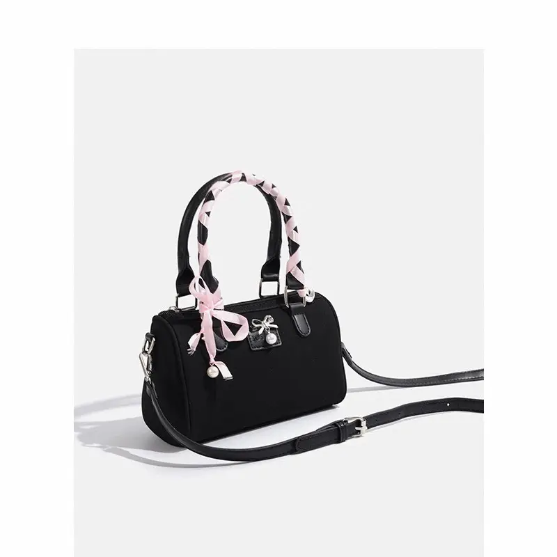 Black Bow Tote Bag for Women Shoulder Crossbody Luggage