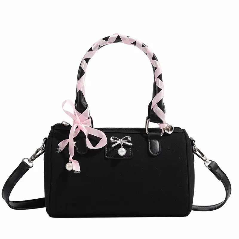 Black Bow Tote Bag for Women Shoulder Crossbody Luggage