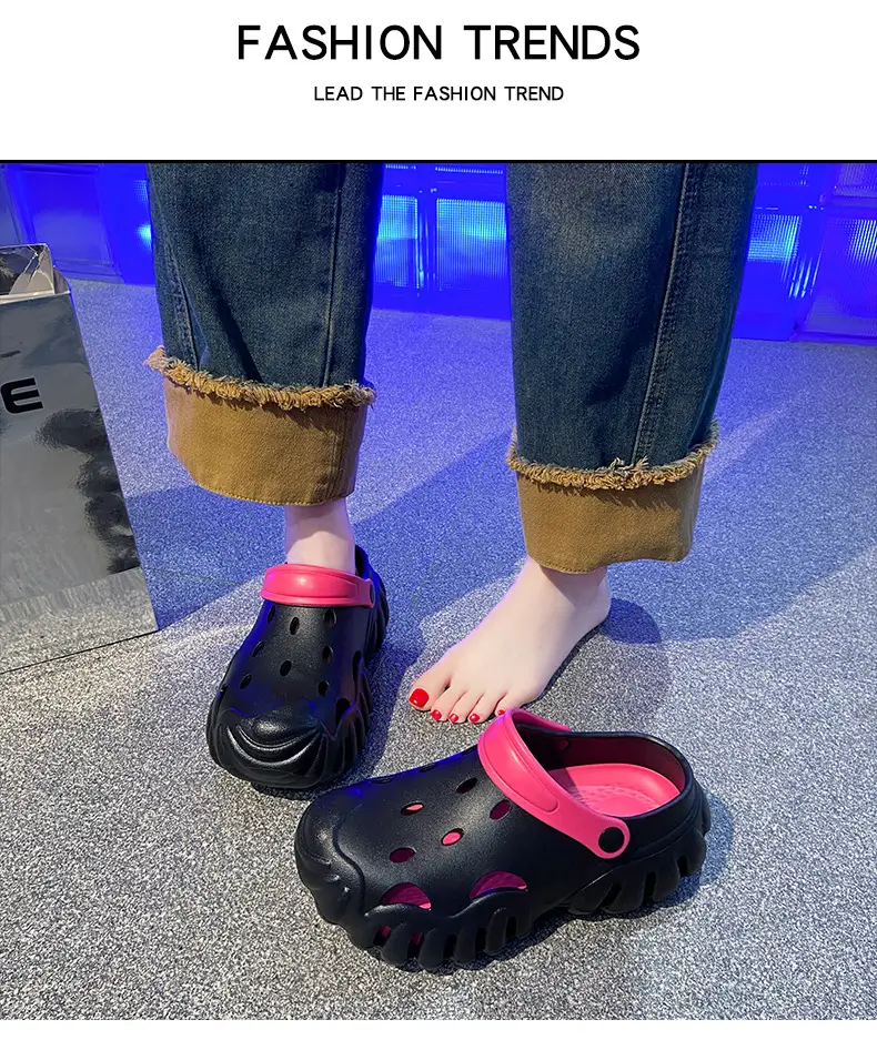 Summer New Style Hole Shoes EVA Thick Sole Height Increasing Sandals Couple Men's and Women's Sports Outwear Slippers Sandals — feature 11