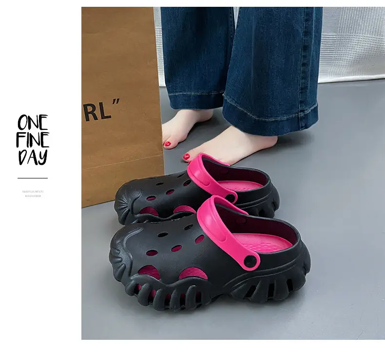Summer New Style Hole Shoes EVA Thick Sole Height Increasing Sandals Couple Men's and Women's Sports Outwear Slippers Sandals — feature 14