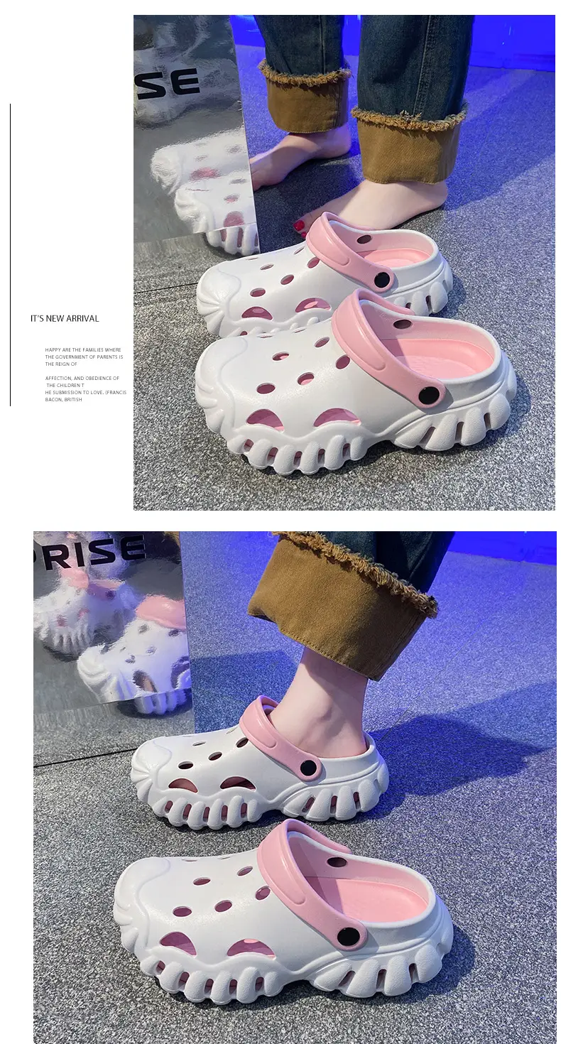 Summer New Style Hole Shoes EVA Thick Sole Height Increasing Sandals Couple Men's and Women's Sports Outwear Slippers Sandals — feature 18