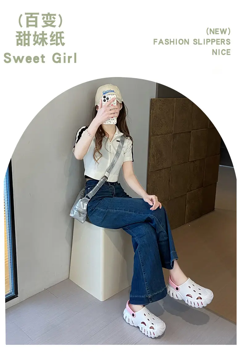 Summer New Style Hole Shoes EVA Thick Sole Height Increasing Sandals Couple Men's and Women's Sports Outwear Slippers Sandals — feature 2