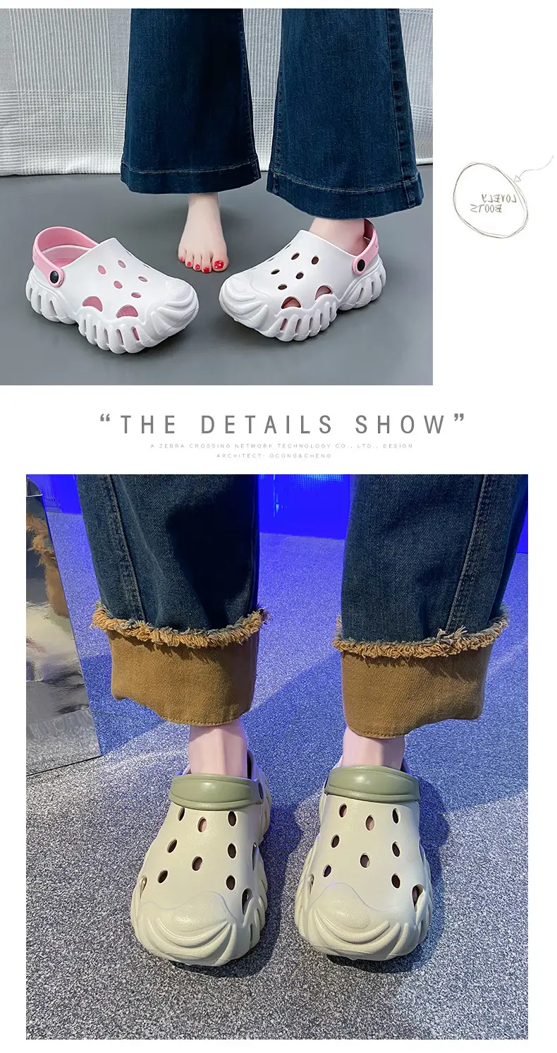 Summer New Style Hole Shoes EVA Thick Sole Height Increasing Sandals Couple Men's and Women's Sports Outwear Slippers Sandals — feature 20