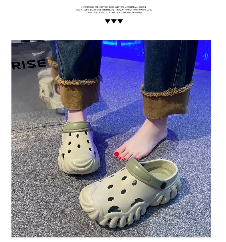 Summer New Style Hole Shoes EVA Thick Sole Height Increasing Sandals Couple Men's and Women's Sports Outwear Slippers Sandals — feature 21
