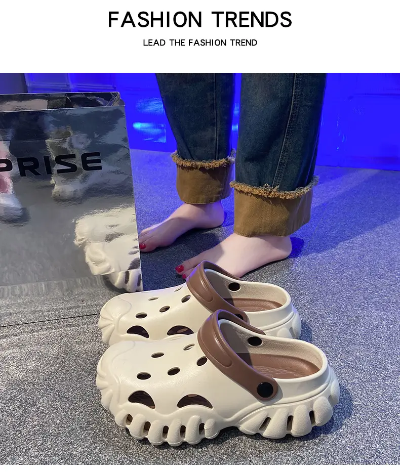 Summer New Style Hole Shoes EVA Thick Sole Height Increasing Sandals Couple Men's and Women's Sports Outwear Slippers Sandals — feature 25