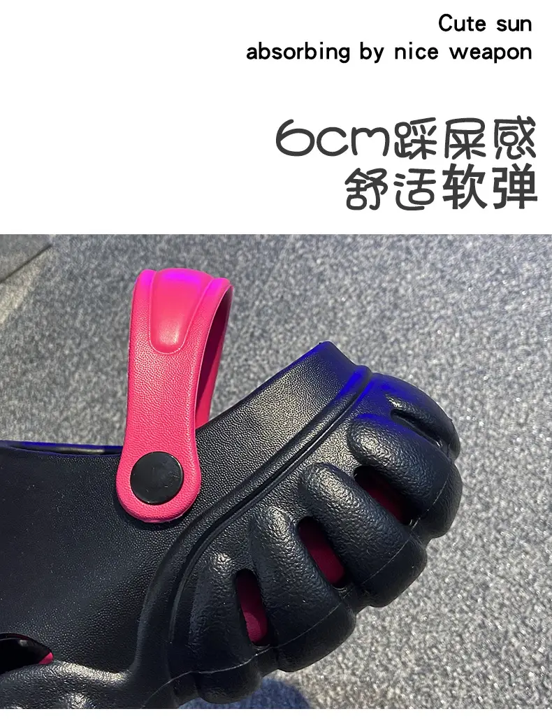 Summer New Style Hole Shoes EVA Thick Sole Height Increasing Sandals Couple Men's and Women's Sports Outwear Slippers Sandals — feature 6