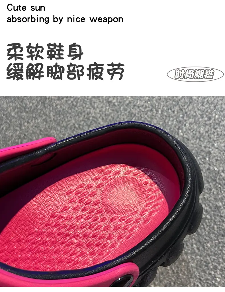 Summer New Style Hole Shoes EVA Thick Sole Height Increasing Sandals Couple Men's and Women's Sports Outwear Slippers Sandals — feature 7