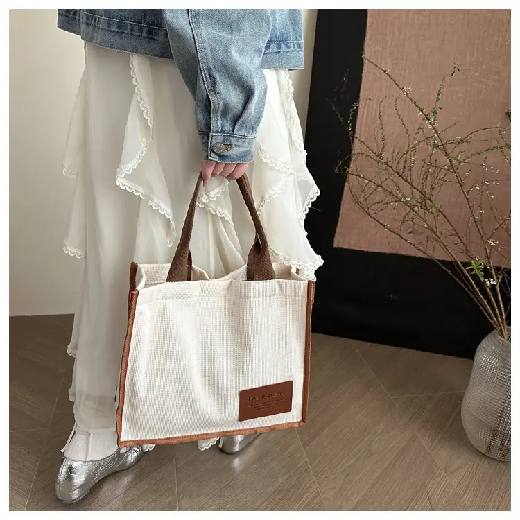 Black Canvas Literary Satchel Tote Bag Large Capacity — feature 11